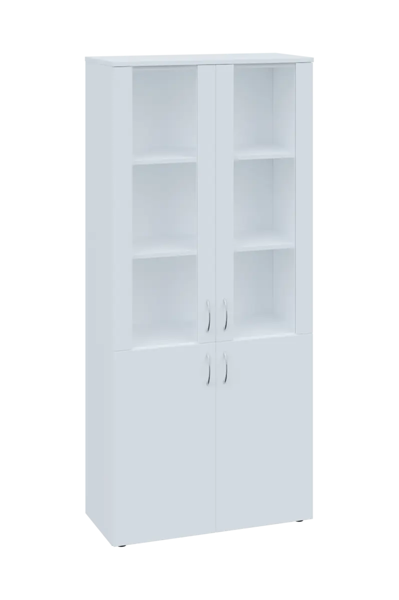 CLE 5 - 8RR lékařská skříň, 4-dveřová, 2x skleněné dveře, 2x zámek, 1800x800x400, bílá